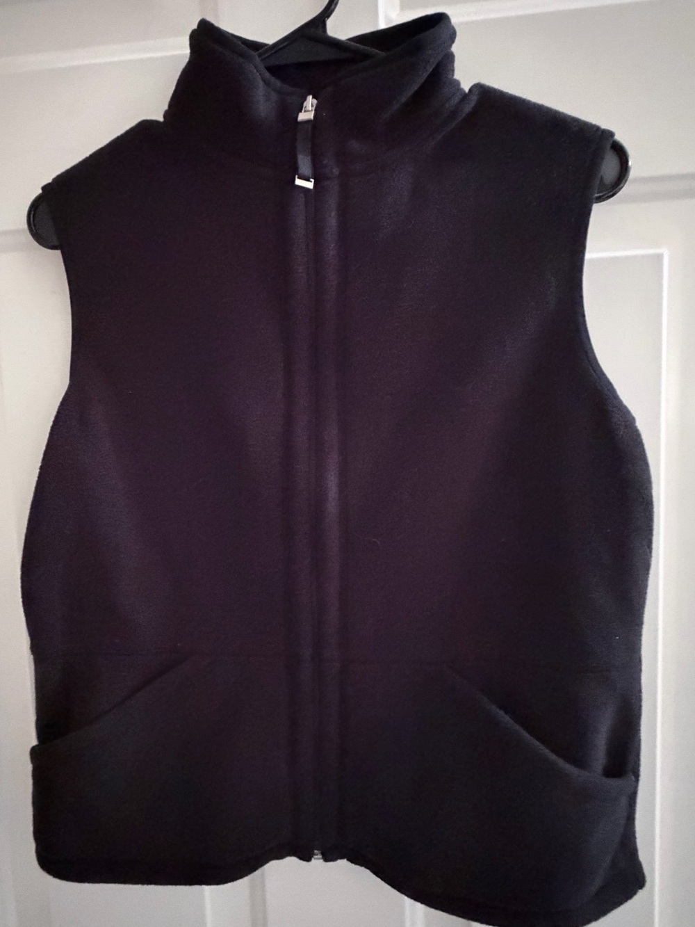 Casual Corner Black Fleece Vest with Stand Collar